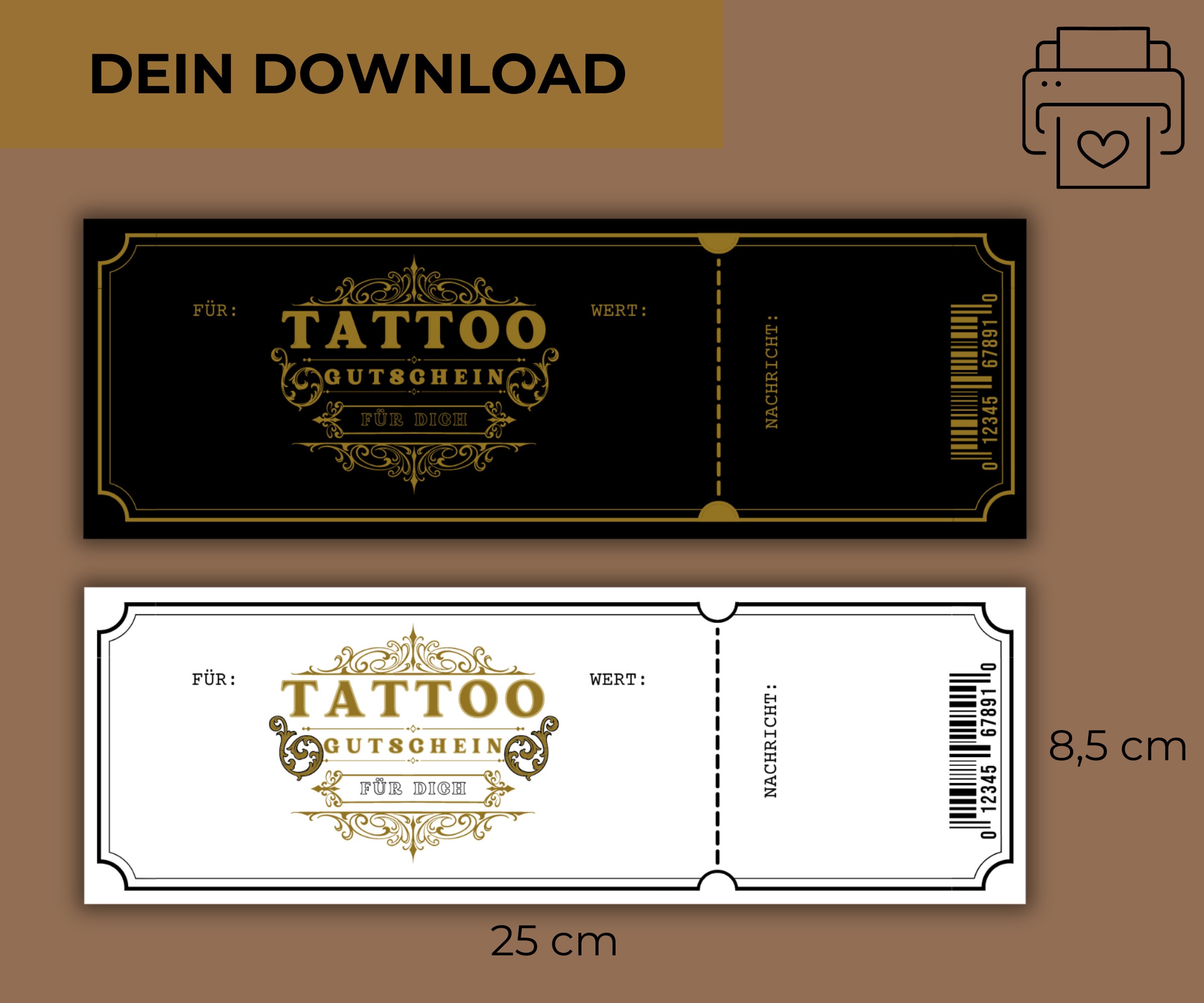 Modèle de bon de tatouage à imprimer, bricoler le bon de tatouage PDF