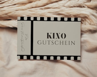 Szablon vouchera do kina do wydrukowania, spersonalizowane tworzenie voucherów do kina, elegancki design, natychmiastowe pobieranie