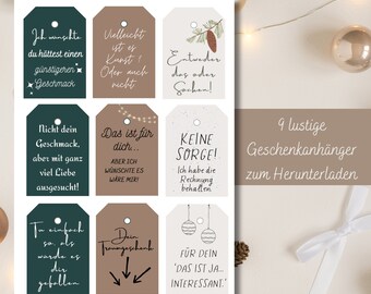Funny gift tags for Christmas Santa Claus, 9 funny gift tags to print out, wrap Christmas presents
