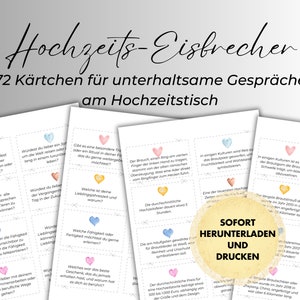 Bruiloftsspel voor gasten, 72 kaarten voor bruiloften, ijsbreker voor gasten, gespreksstarter voor de bruiloftstafel, huwelijkscadeau, vragen voor bruiloften