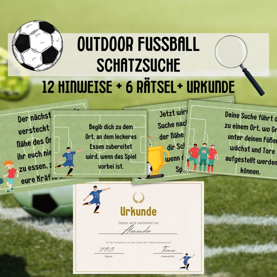Fußball Schnitzeljagd für Kinder zum Ausdrucken, Fußball Schatzsuche Kindergeburtstag, Fußballparty im Garten, Ideen Fußballgeburtstag