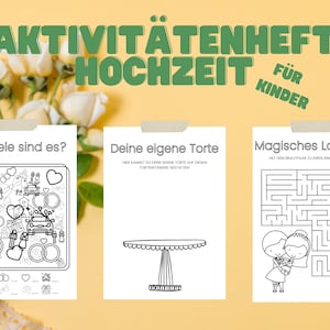 Wedding activity book for children, children&#39;s table for weddings, children&#39;s activities, 12 games and puzzles for children, wedding coloring book, download
