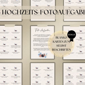 Hochzeitsspiel Fotokarten, 64 Fotoaufgaben zur Hochzeit, Challenges für Gäste , Fotochallenge Hochzeit, PDF zum Ausdrucken