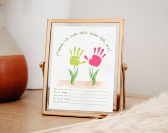 Mom gift, DIY, template for children, Mother's Day card, to print, handprint child, DIY gift, crafts with children