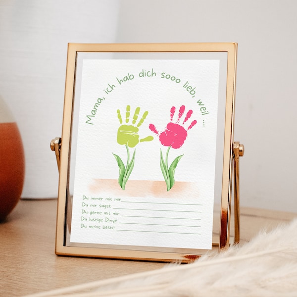 Mom gift, DIY, template for children, Mother's Day card, to print, handprint child, DIY gift, crafts with children