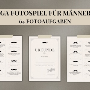 JGA photo tasks men, photo game JGA, 64 tasks for the bachelor party, photo challenge on the go, party game to print out