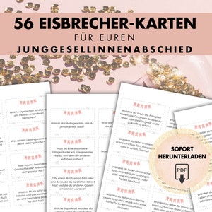 JGA Spiel, 56 Eisbrecher Karten, Junggesellinnenabschied Aktivität, Junggesellenabschied Frauen, Ankreuzen Spiel, A4 Format, Sofort Download
