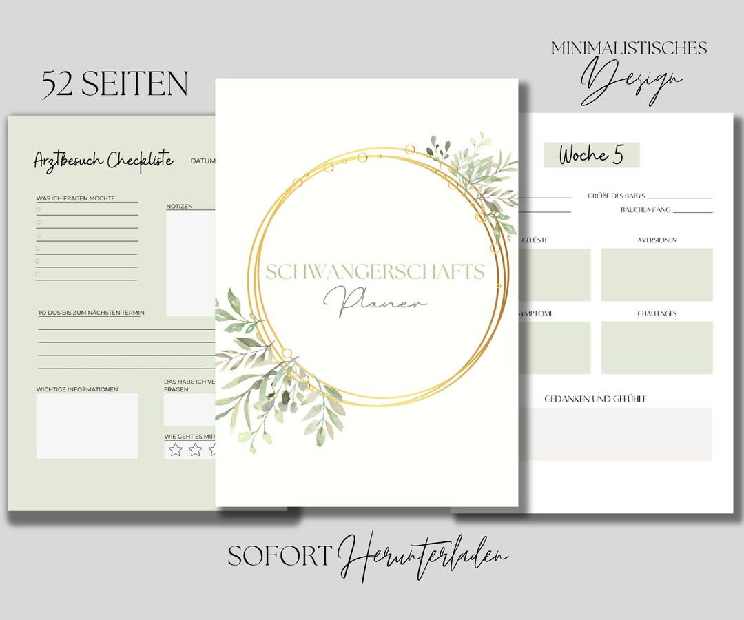 Schwangerschaftsplaner zum Ausdrucken, Schwangerschaftstagebuch Vorlage