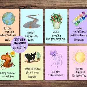 Cartes d'affirmation pour enfants Cartes d'encouragement Enfants Cadeau d'anniversaire 20 Cartes imprimables Encouragement Enfants Montessori Télécharger