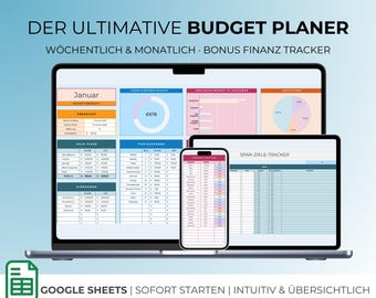 Budget planner template Google Sheets, monthly weekly household book, financial planner with income expenditure table, create savings plan