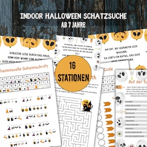 Halloween treasure hunt for kids, Halloween scavenger hunt template to print, spooky puzzles for kids ages 7 and up, Halloween tasks