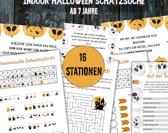 Halloween treasure hunt for kids, Halloween scavenger hunt template to print, spooky puzzles for kids ages 7 and up, Halloween tasks