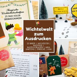 Juego de puertas de Secret Santa con 25 letras de Secret Santa, accesorios de obras de construcción de Secret Santa para imprimir, ideas de mensajes navideños de Secret Santa, temporada de Adviento con niños