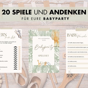 Babyparty Spiele, Geschenk für Schwangere, Babyshower Tiere 20 Spiele, Aktivität für Babyparty Karten, Sofort herunterladen, Babyparty Ideen