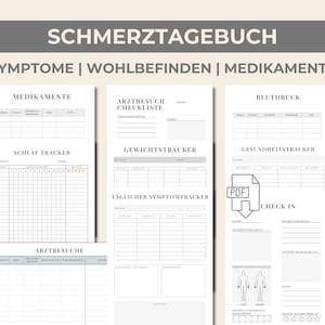 Pain diary template to print, download pain log, document chronic pain, symptom diary PDF, download
