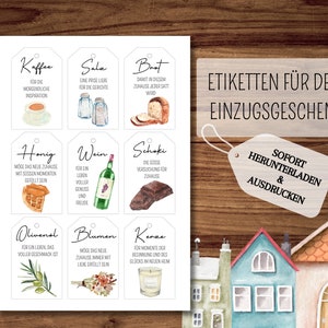 Housewarming gift bread salt labels, housewarming gift, gift tags, housewarming gift labels PDF to print, DIY