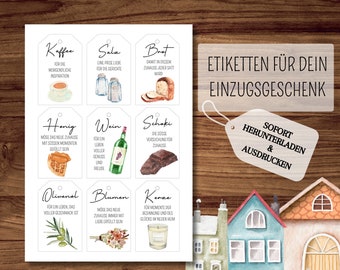 Housewarming Gift Bread Salt Labels, Housewarming Gift, Gift Tags, Housewarming Gift Labels PDF to Print, DIY