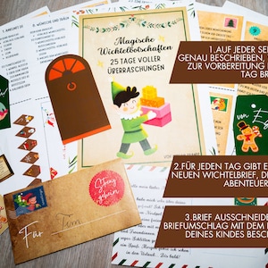 Mundo de Secret Santa con puerta de Secret Santa, sitio de construcción de Secret Santa y cartas de Secret Santa para imprimir, ideas navideñas de Secret Santa para Adviento con niños