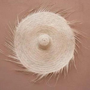 Moroccan Straw Wall Hats Handmade Palm Leaf Wall Decor Over The Bed Boho Natural Wall Art Woven Basket Hat Set for Rustic Interiors