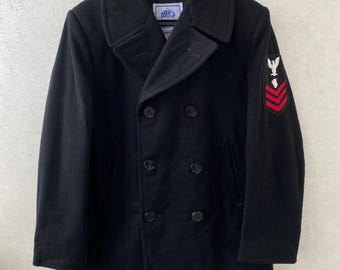 Small 40s US Navy Peacoat / Navy Blue Wool Overcoat 1940s WW2 - Etsy