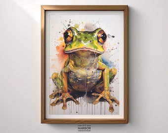 Aquarellbild Frosch - Digitale Kunst in hochauflösender Qualität - Aquarellmalerei - Naturkunst für die Wand