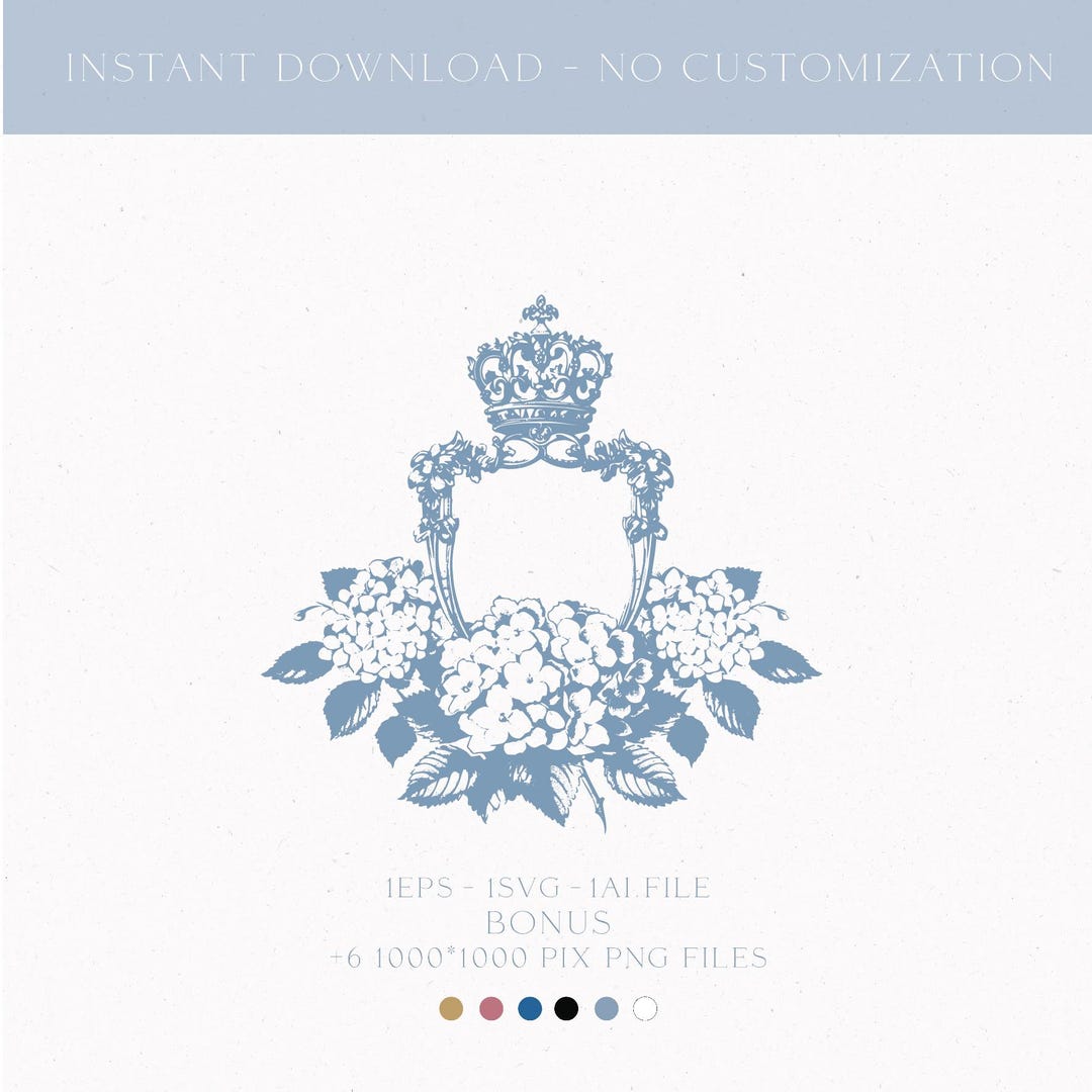 Vintage Wedding Crest, Floral Monogram Logo Design (digital Download ...