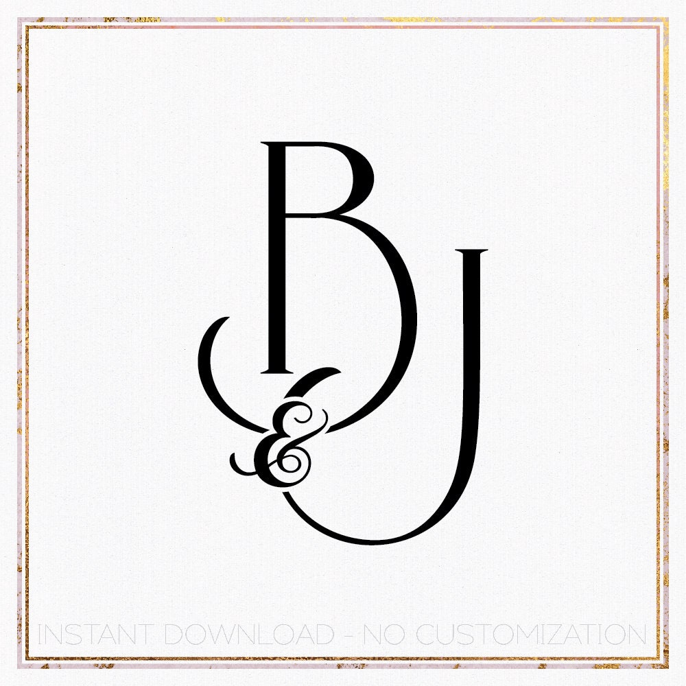 Minimalist Wedding Monogram Logo Design, Initials BJ JB (digital ...