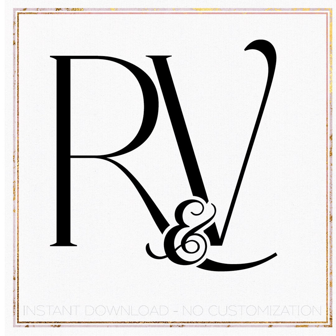 Minimalist Wedding Monogram Logo Design, Initial RV (digital Download ...