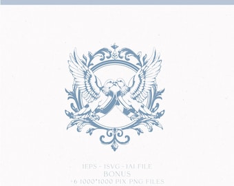 Vintage Wedding Crest, Monogram Logo Design (Digital Download)