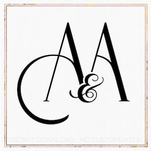 May include: Black and white monogram with the letters C and A, with an ampersand symbol between them. The letters are in a stylized font and the ampersand is a decorative flourish. The text "INSTANT DOWNLOAD - NO CUSTOMIZATION" is at the bottom of the image.