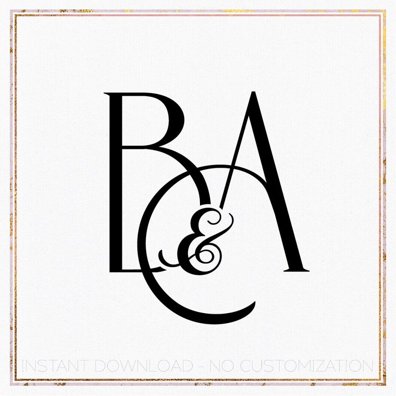 Modern Wedding Monogram Logo Design, Initials BA AB (digital Download ...