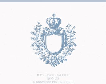 écusson de mariage vintage, modèle de monogramme floral (téléchargement numérique)