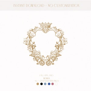 Descarga digital de escudo de boda, escudo de monograma vintage para papelería personalizada y libro de visitas de boda, invitaciones de boda únicas