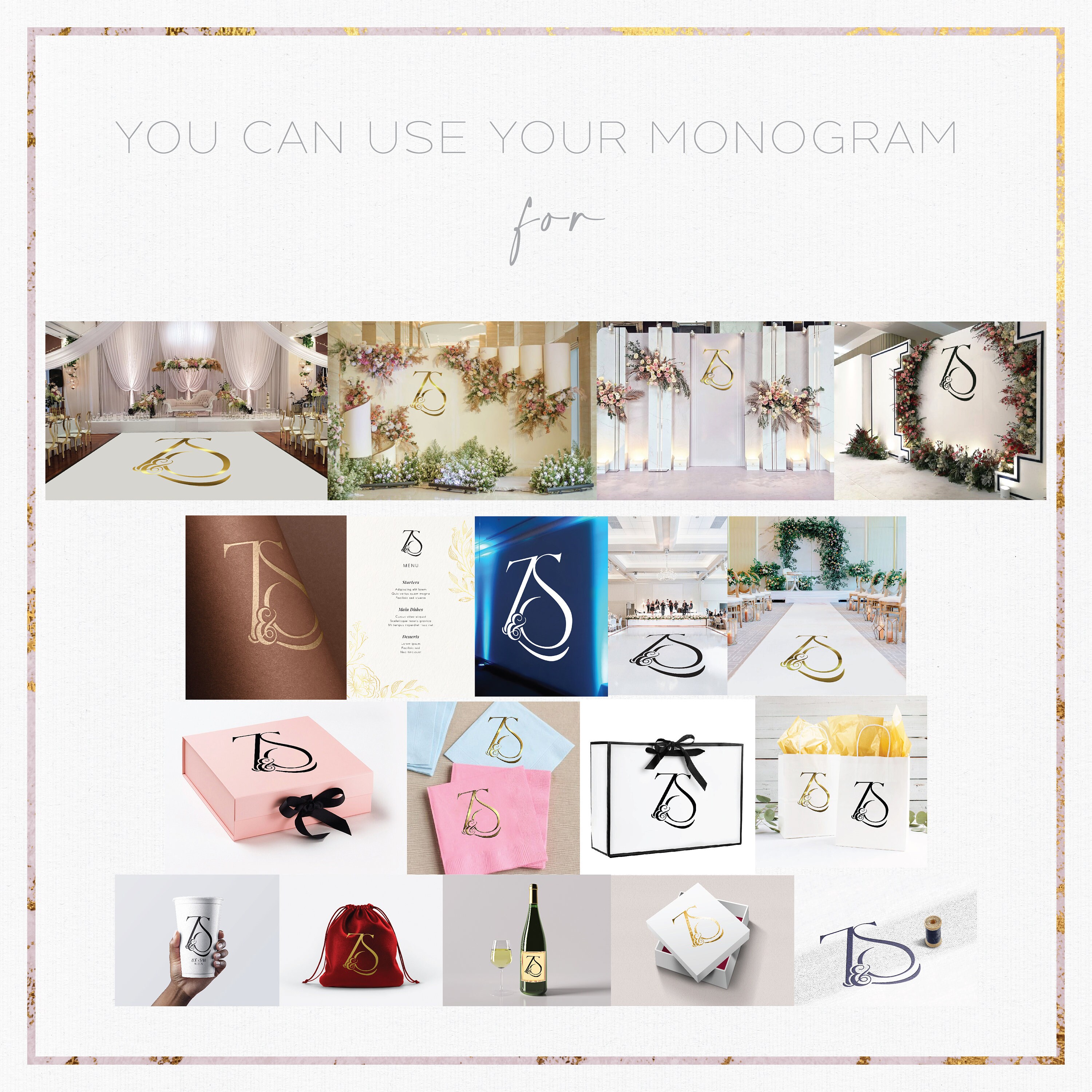 Modern Wedding Monogram, Chic Logo, Stylish Wedding Couple Logo ...