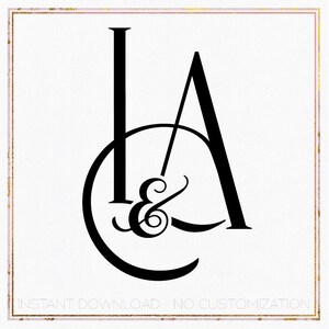 Minimalist Wedding Monogram Logo Design, Initial LA (Digital Download)
