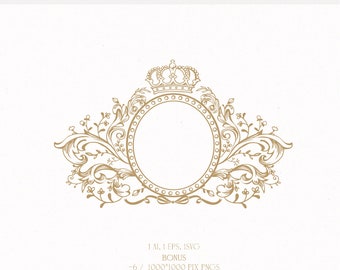 Vintage Wedding Crest Monogram, Royal Invitation Logo (Digital Download)