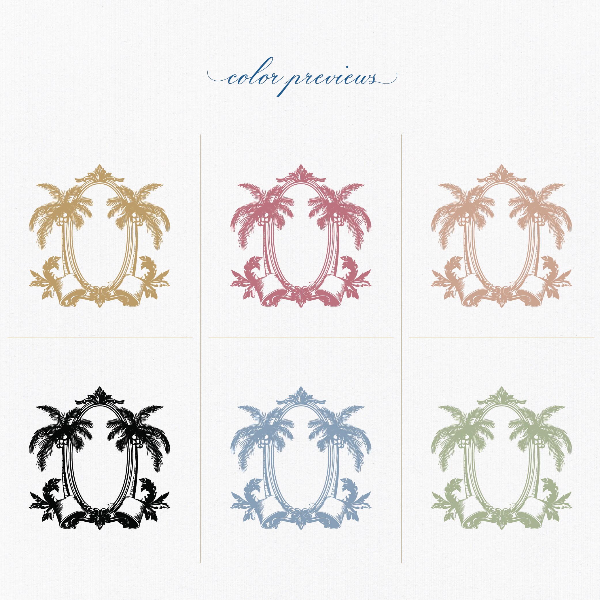 Vintage Wedding Crest Logo, Palm Tree Monogram (digital Download) - Etsy