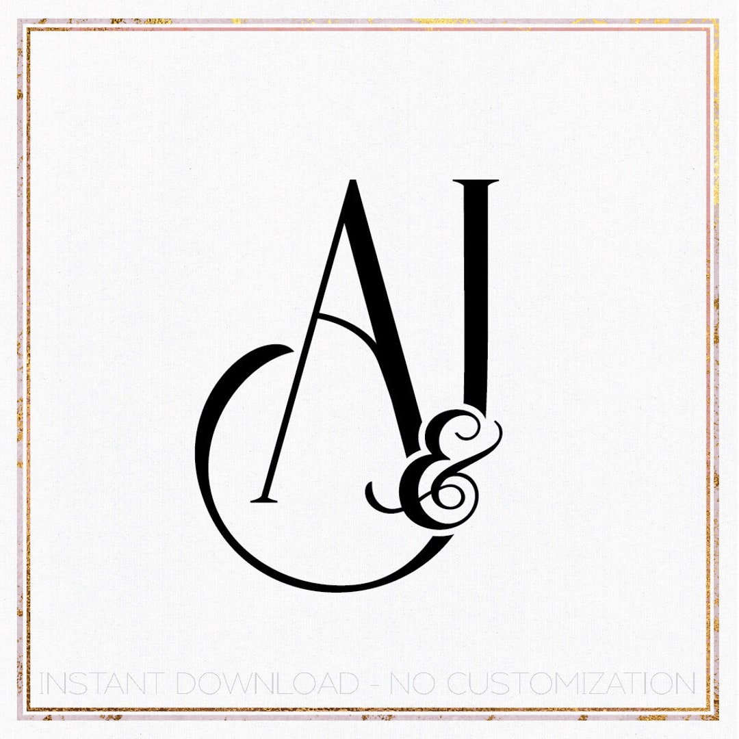 Minimalist Wedding Monogram Logo Design, Initials AJ JA (digital ...