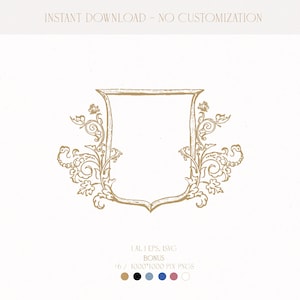 Vintage Wedding Crest Frame for Unique Wedding Invitations and Personalized Wedding Favors Monogram for Custom Napkins, Digital Download