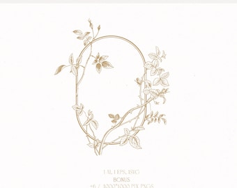 Wedding Crest with Roses, Elegant Monogram Logo (Digital Download)
