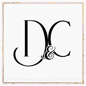 May include: Black and white monogram design featuring the letters "D" and "C" with a stylized ampersand between them. The letters are in a script font and the ampersand is ornate.