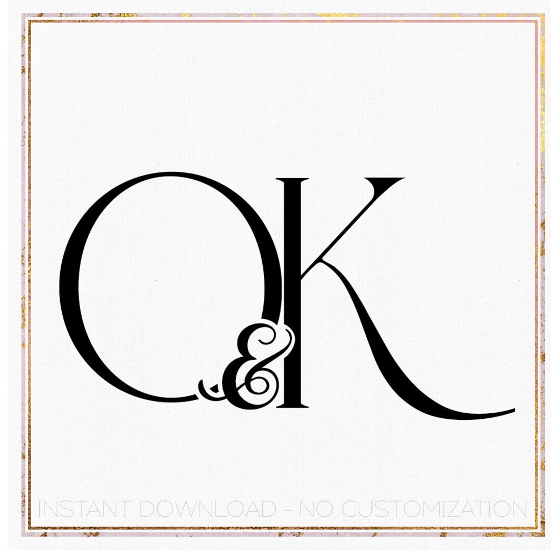 Minimalist Wedding Monogram Logo Design, Initials OK, KO (digital ...