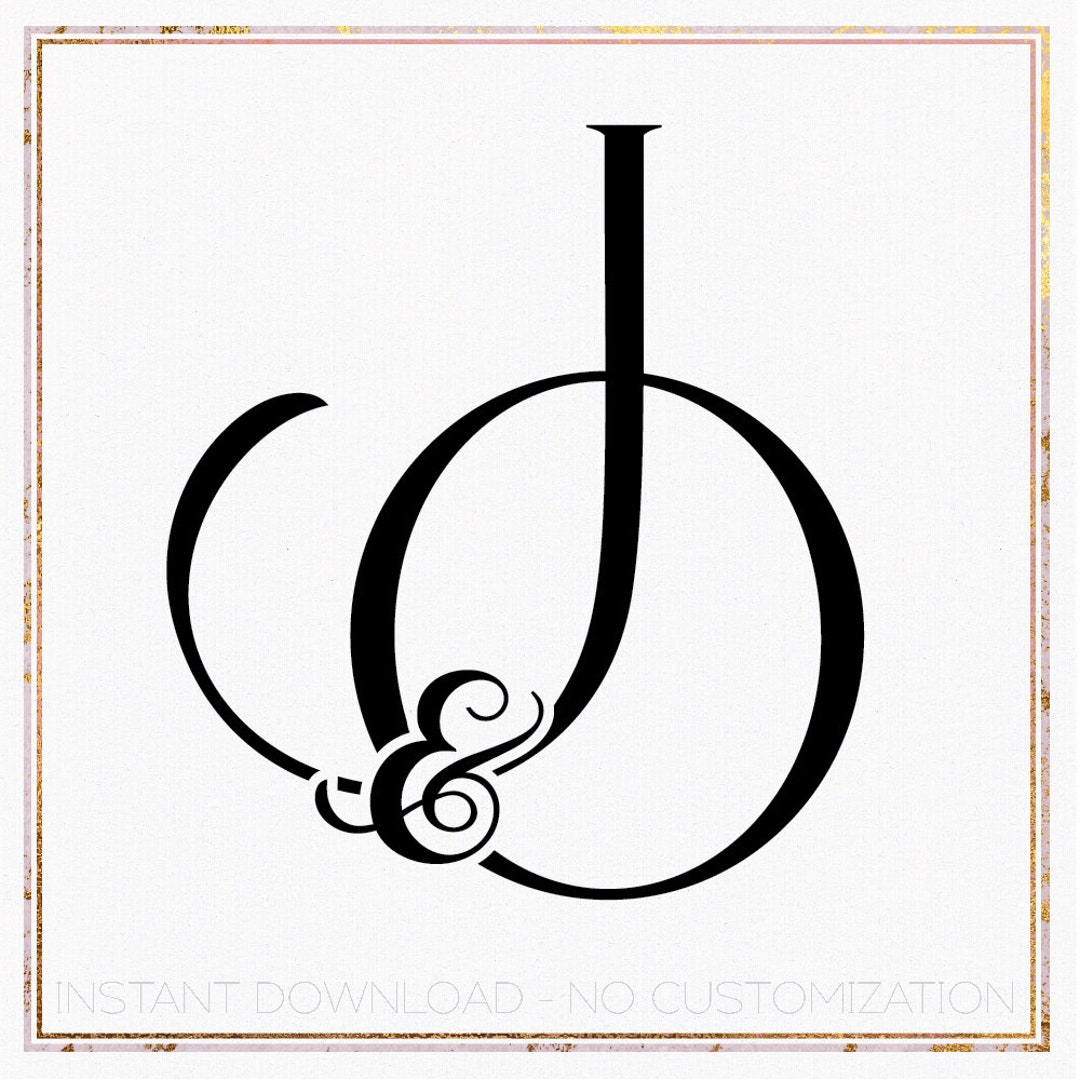 Minimalist Wedding Monogram Logo Design, Initials JO, OJ (digital ...