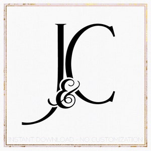 Minimalist Wedding Monogram Logo, Initial JC, CJ (Digital Download
