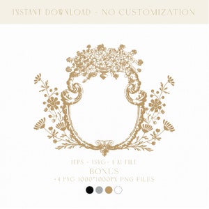 Antique Botanical Wedding Logo Monogram Digital Download, Unique Wedding Invitation,  Unique Wedding Favors, Logo for Engagement Gift Box