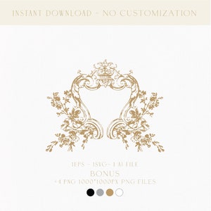 Vintage Botanical Logo for Unique Wedding Invitation Suite and Seating Chart Logo for Unique Wedding Favors and Personalized Candle Gifts