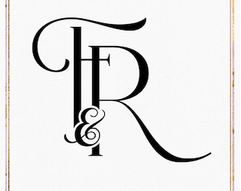 FR Wedding Monogram Logo, Minimalist Initials (Digital Download)