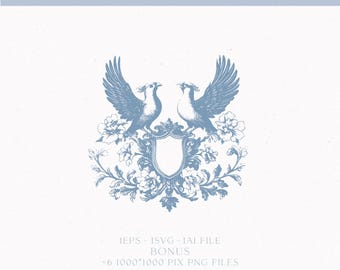 écusson de mariage vintage, création de logo monogramme (téléchargement numérique)