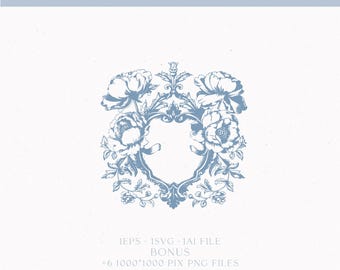 écusson de mariage floral vintage, logo monogramme sur mesure (téléchargement numérique)