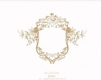 Vintage Wedding Crest Monogram, Elegant Frame (Digital Download)